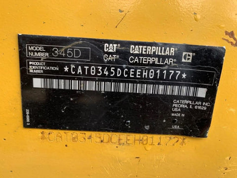 2012 Caterpillar 345D Excavator.
