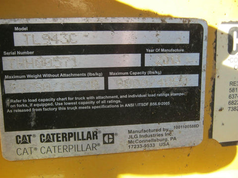 2013 Caterpillar TH943C Telehandler.