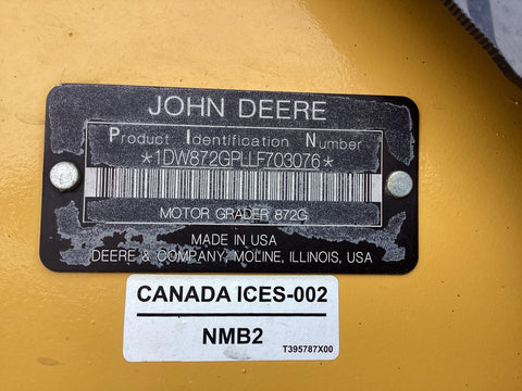 2014 John Deere 872G Motor Grader