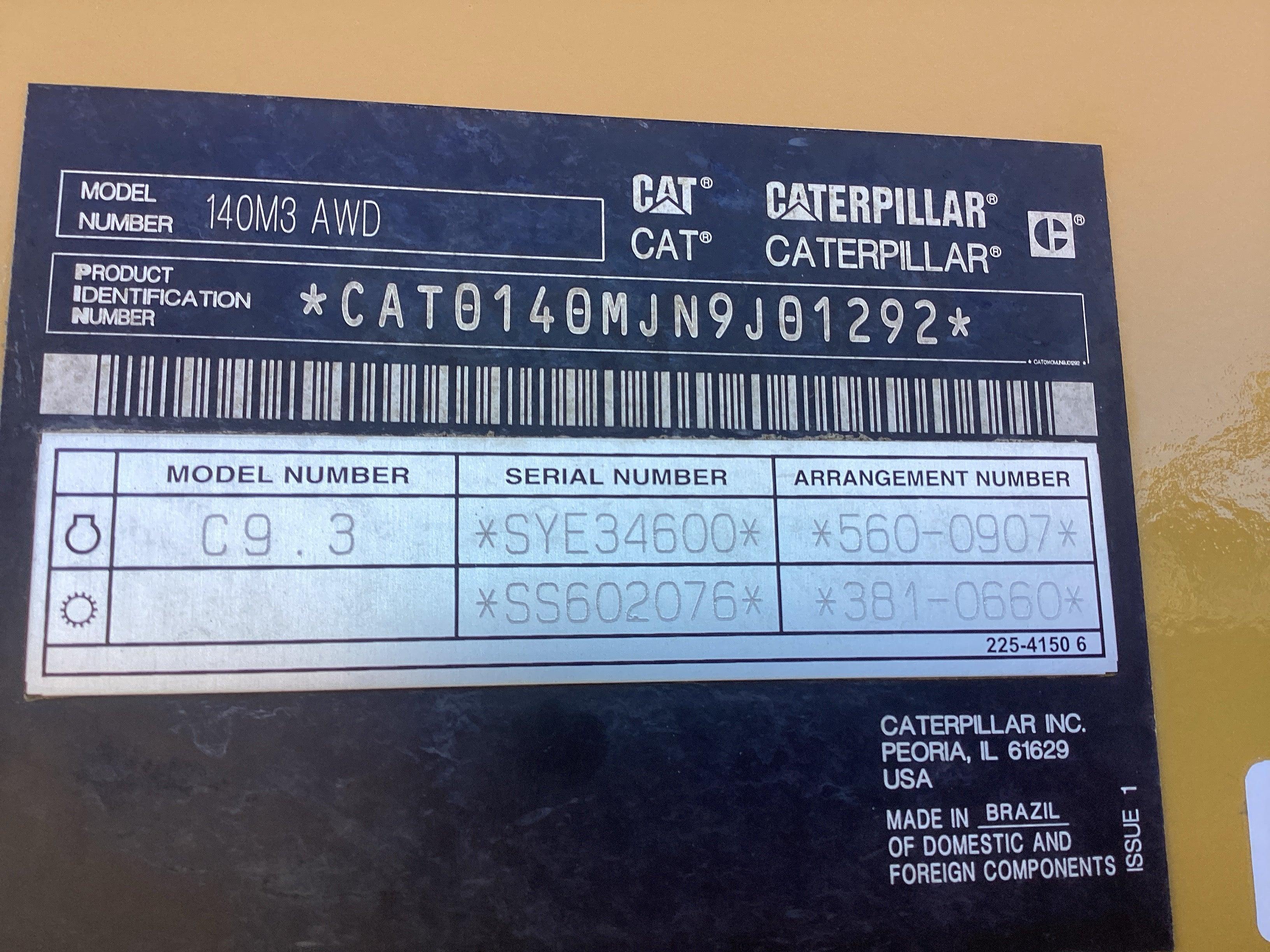 2019 Caterpillar 140M3 Motor Grader