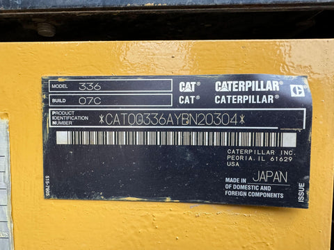 2021 Caterpillar 336-07 Excavator.