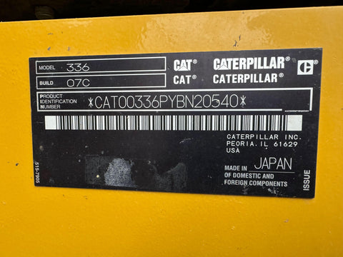 2021 Caterpillar 336-07 Excavator.